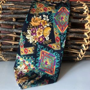 👛 (ANY 2/$20) Men’s BELLISSIMO Italian Made Tie Dark Floral Motif